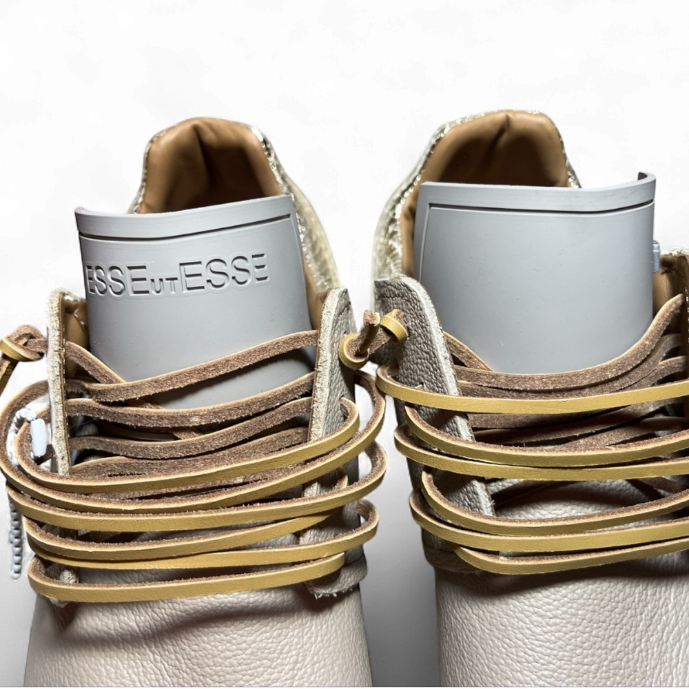 Women's Beige Fringe Leather Sneakers - Casual Chic - Picture 10 of 15